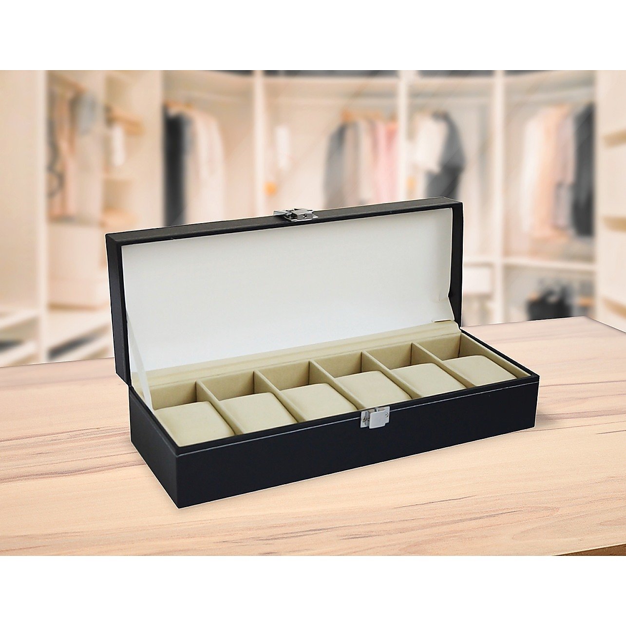 Coffret de présentation pour montres homme 6 emplacements en cuir