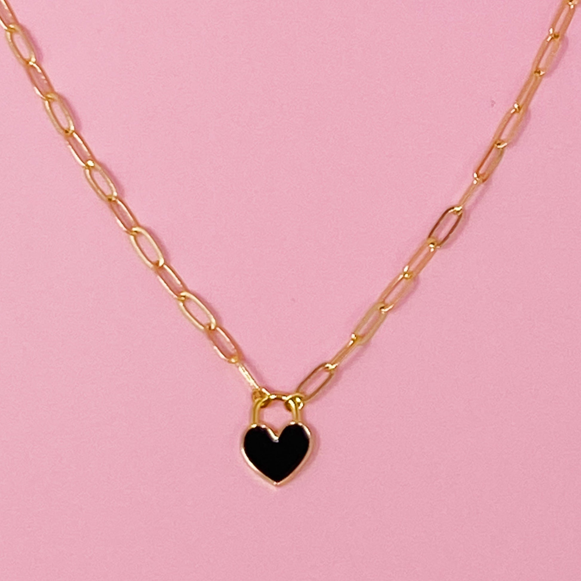 Colored & Locked Heart Necklace