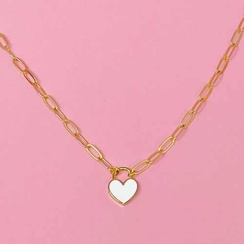 Colored & Locked Heart Necklace
