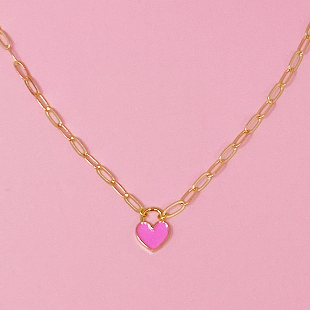 Colored &amp; Locked Heart Necklace