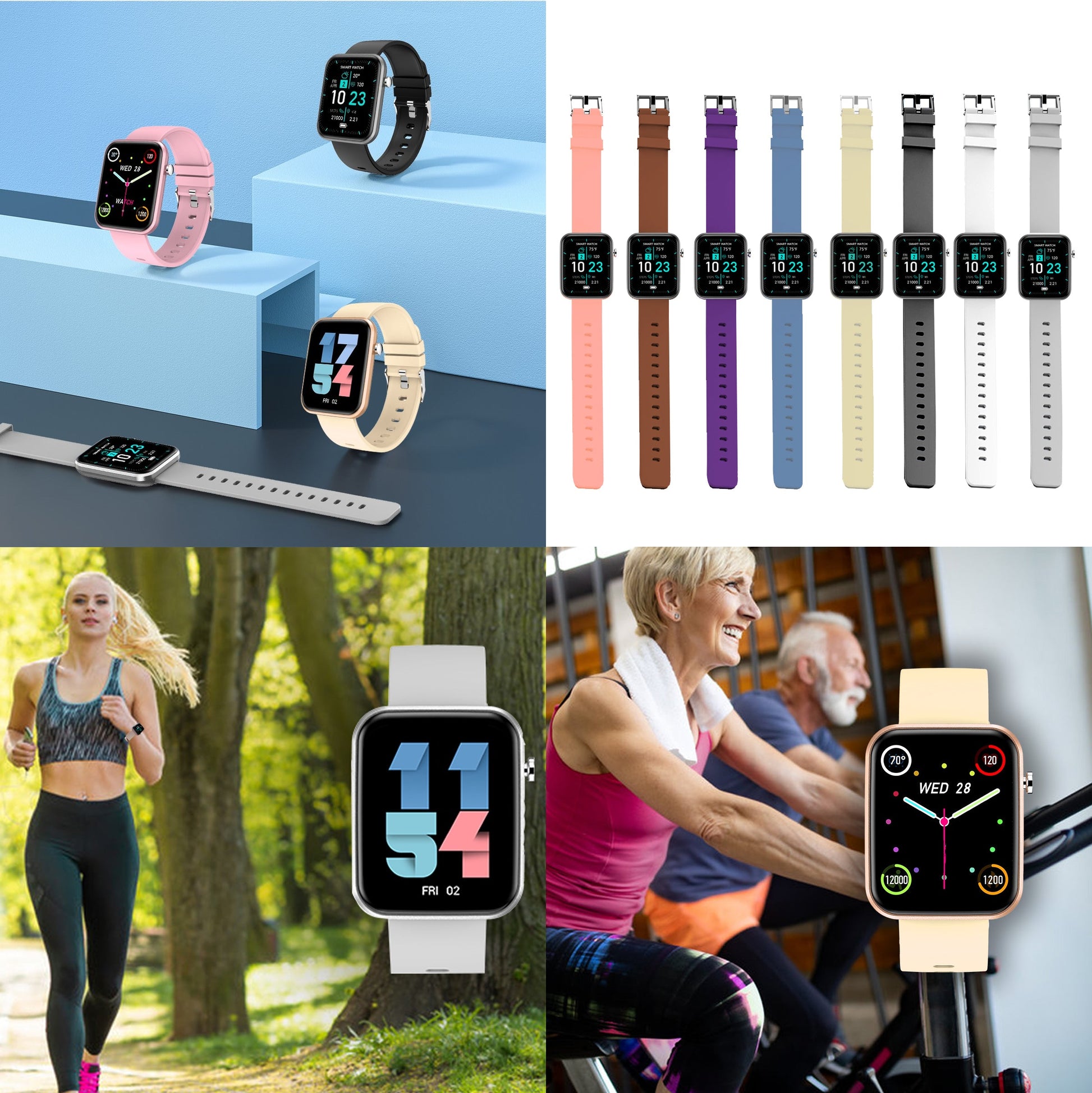 Montre connectée avancée avec trois bracelets et suivi d'activité et de bien-être