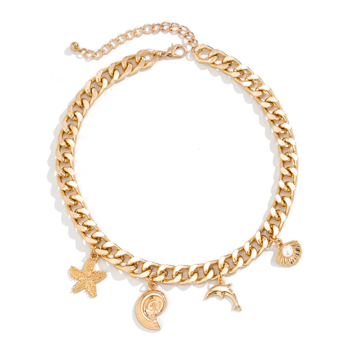 Creative Boho Conch Dolphin Starfish Pendant Choker Necklace Bracelets