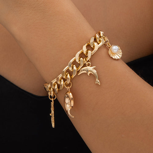 Creative Boho Conch Dolphin Starfish Pendant Choker Necklace Bracelets