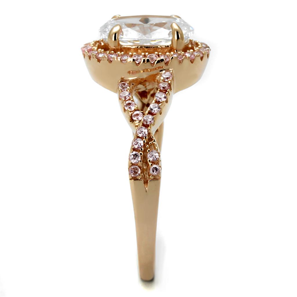 TS489 - Anillo de plata de ley 925 en oro rosa con circonitas AAA transparentes