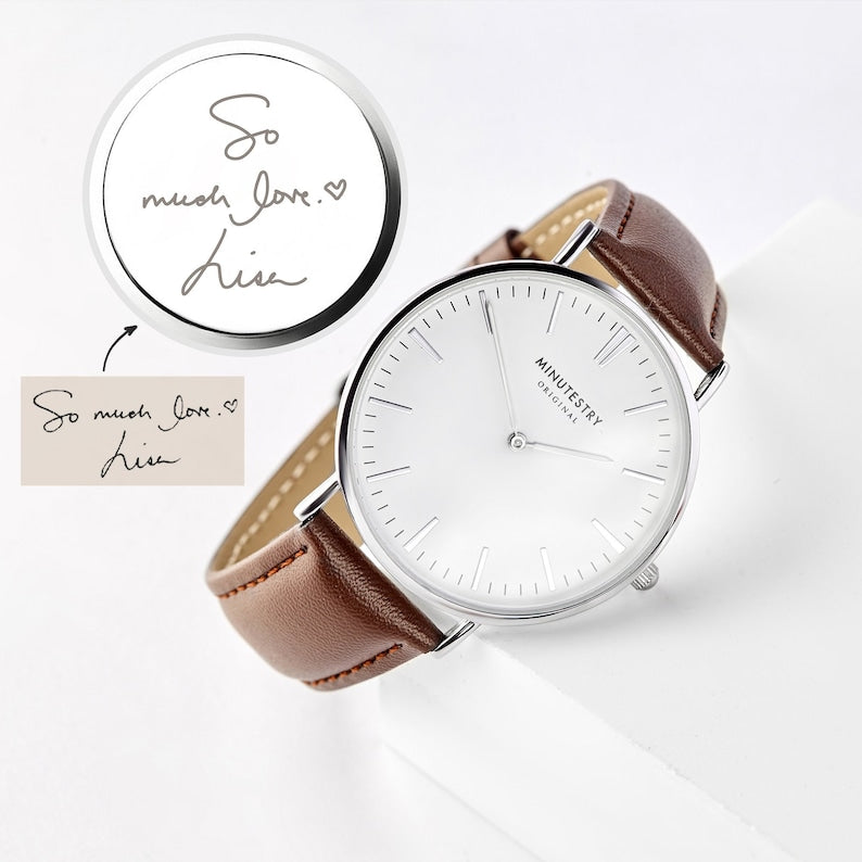 Cadeaux d'écriture manuscrite pour le marié, montre gravée pour homme